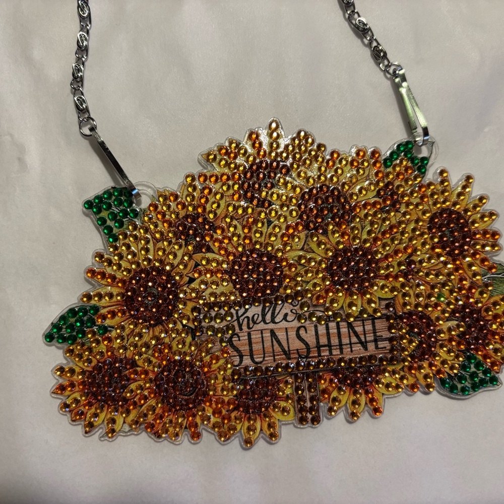 Sunflower rhinestone sun catcher